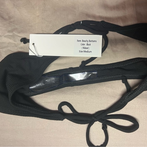 BoutineLA Black Ribbed Beachy Bottoms - Picture 3 of 4